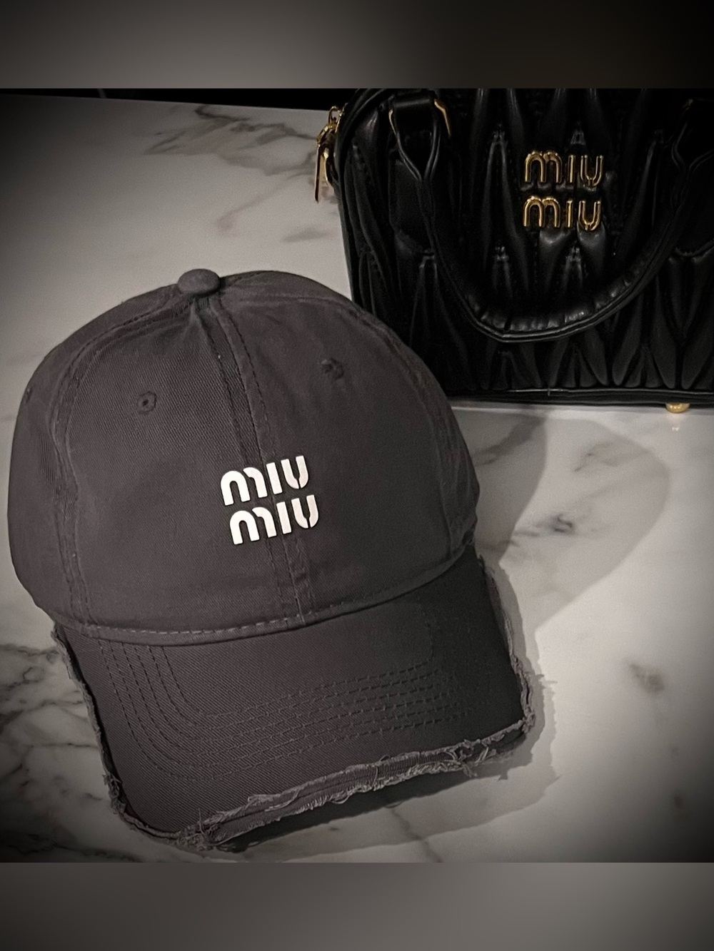Miu Miu Charcoal Baseball Cap